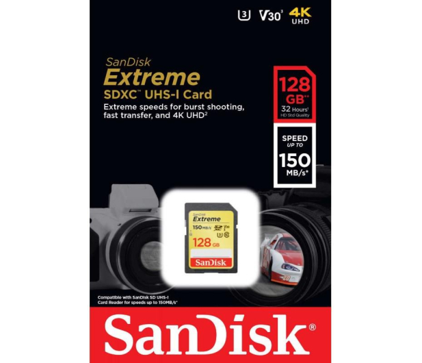 Sandisk 128GB SDXC Extreme zapis 70MB/s odczyt 150MB/s - 485329 - zdjęcie 4